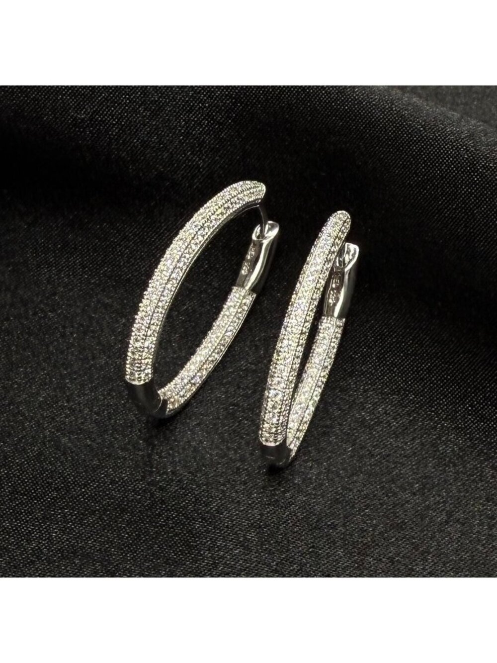 925 Sterling Silver CZ Hoop Earrings
